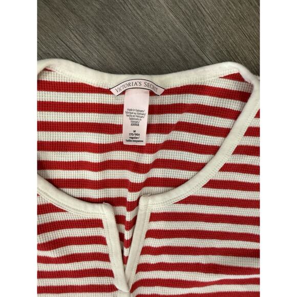 Victoria's Secret Pajama Set Red & White Stripe Medium Cotton Holiday Christmas - Picture 2 of 7